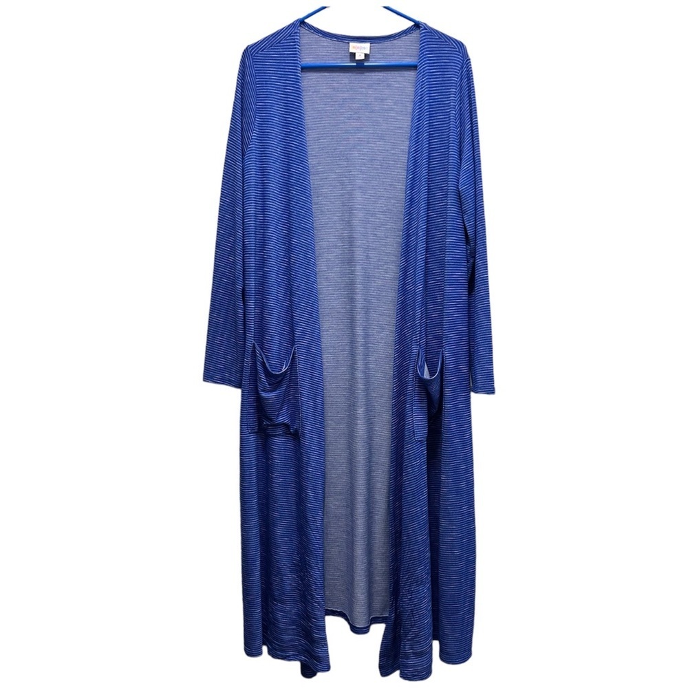 Lularoe Sarah Duster Blue & White Stripes